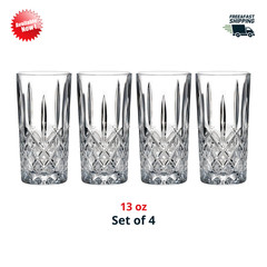 Markham Highball Glasses Set of 4 13oz Crystal Cocktail Barware Drinking Glass