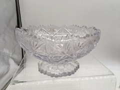 Vtg Imperial by Lenox Crystal Footed Bowl Sawtooth Edge Pedestal 8.5” Dia X 4.5”