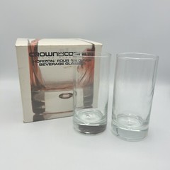 Vtg NOS Crown Corning Glass Drinking Glasses Horizon Bubble Set of 4