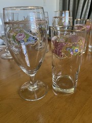 ROYAL ALBERT/ ROYAL DOULTON LADY CARLYLE TWO ICE TEA & TWO HIGHBALL GLASSES