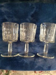 Westmoreland Paneled Grape Footed Wine glasses 3 7/8″ Tall Set of 3
