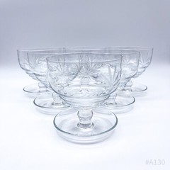 6-Piece Set Vintage Champagne Glasses With Floral Decor, Stackable | Handmade