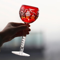 8oz Boho Wedding Water Wine Goblet Hand Cut Color Crysta Glasses Of 1 Stemware