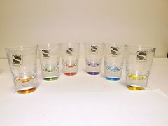 6 STYLESETTER COLORED BENTLEY SHOT GLASSES with ORIGINAL BOX