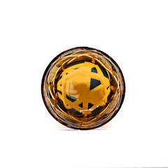 Edo Kiriko Hand-Cut Crystal Amber Blue 9oz Bourbon Old Fashioned Whiskey Glass