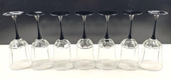 7) Luminarc Octime Black Water Goblets Set Elegant Octagonal Stemware France Lot