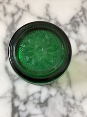 Anchor Hocking Forest Green Floral 5 Oz Juice Glass and small fruit bowl