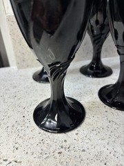Vintage Nortake Sweet Swirl Wine Glass set of 6 Black 7.25” Wine