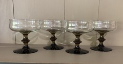 VTG Libbey Tawny Amber Champagne Coupe/Sherbet Dessert Vintage Glasses Set Of 4