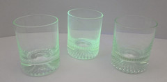 3 Kosta Vtg UV Glow Crystal «Calypso» Old Fashion Glasses MCM V Lindstrand Rare