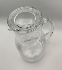 Vintage Etched Floral Glass Bedside Carafe & Tumbler Water Set.