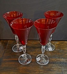 New Lenox Crimson Wine Glasses (Set of 4) 8 7/8″H Original Box
