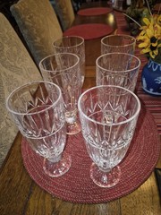 Set Of 6 Shannon Crystal by Godinger- Olympia Crystal Footed Iced Tea Glasses