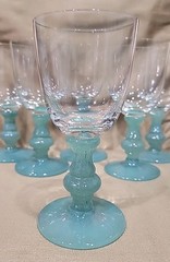 (6) VILLEROY&BOCH ISABELLE JADE GREEN CRYSTAL WINE GOBLETS 6,5″ SIGNED MINT