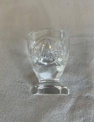Set of 2 Vintage Brilliant Cut Crystal One Ounce 2 1/2 Inch Footed Shot Glasses