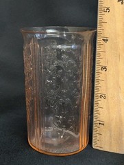 Sharon Cabbage Rose Depression Glass Thin Water Tumbler 9oz ** VERY NICE! **
