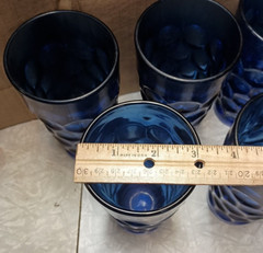 9 Imperial Glass Provincial Cobalt Blue Tumblers 10oz stand 6″ h x 3 1/8″d