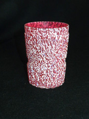 Rare Northwood Glass Cranberry Tumbler Chrysanthemum Base Swirl Tumbler w/ Frit