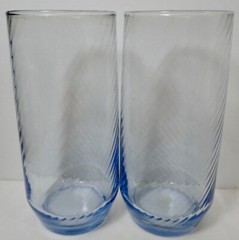 Variety Lot (8) Vintage Mid Century Aqua Blue Colored Retro Bar Glasses