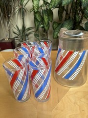 Libbey Glass Refresher Set Pitcher With 6 Glasses Americana USA NIB Vintage