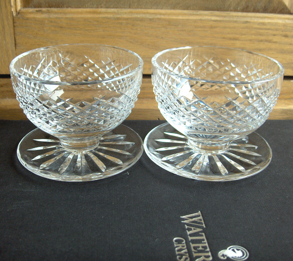 Waterford Alana pair of footed desserts/grapefruit dishes~Gothic mark~Ireland-NR