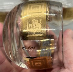 Culver 22k Coronet Barware Set Cocktail Pitcher with 3 Roly Poly Glasses