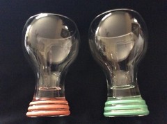 Lot Of 4 Fiesta Ring Striped Glasses Goblets 2 GLASSES 16 OZ.~~2 GLASSES 12 OZ.