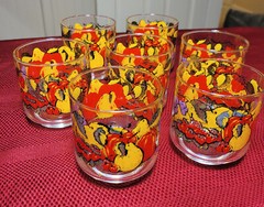 7 VINTAGE RETRO Libbey 3-1/4″ *HARVEST* Mixed Fruits 9 oz *ON THE ROCKS* GLASSES