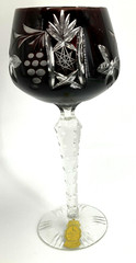 Vintage Imperlux Germany Burgundy Cut to Clear Crystal Goblet Dark Red Excellent