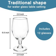 12 Pack Goblet Party Glasses, 13-Ounce Beverage Glass Juice Glasses, Clear