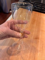 GEORGES MATHIEU SIGNED RARE WINE/ WATER GLASSES RAISED GOLD DOTS SET of 12