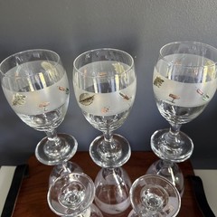 (8) Pfalzgraff Naturewood 10 Oz Goblet Set Garden Botanical Libbey Stemware Lot