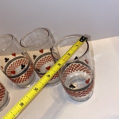 Vintage MCM Casino Night Drinking Glasses Card Suits Spade Heart Club Diamond