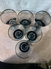 6 Gorham Prelude Dusky Blue Wine Glasses