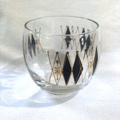 4~3+1~VTG~Federal Rocks Glasses Roly Poly Black + 22k Gold Atomic Starburst MCM