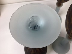 NN30 Vintage Antique A Set 8 Frosted Art Glass Goblet Wine Glass For Gift