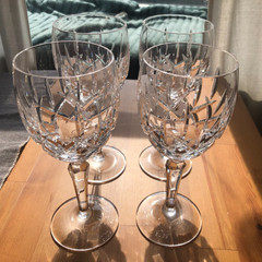 Set of 4 Gorham Lady Anne Water Goblets | 7.5 Inch Tall | Beautifully Faceted