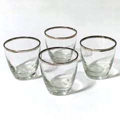 Libbey Clear with Platinum Rims 8 oz. On the Rocks Cocktail Tumblers, Set of 4