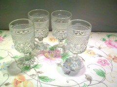 Set of 4 Vintage Anchor Hocking Clear Glass Wexford Wine or Juice Goblets 5 3/8″