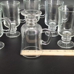 6 Vintage Libbey Irish Clear Drinking Glasses Pedestal Coffee Mugs St Patrick’s