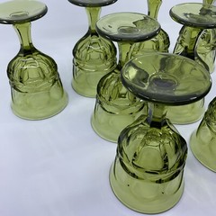 Set of 8 Fostoria Argus Avacodo Green Water Goblets W/ Henry Ford Museum