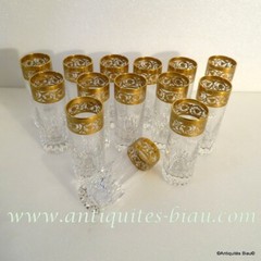 1 Glass Vodka shooter crystal Saint Louis Thistle gold model stamped perfect