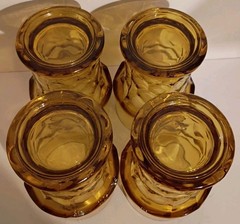 RARE SIZE: 4 HEAVY 5.5″ tall VIKING GLASS «Georgian» Amber! Honeycomb! Tumblers!