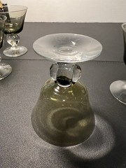 Swedish Crystal 1960s Ingrid Gulli 8 Smoky Lobed Stem Cocktail Glasses, 4.5”