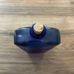 Cobalt Blue Pebbled Glass Bottle Decorative Flask With Cork Stopper 9 In