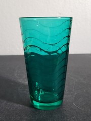 Vintage Sea Green 12oz Glass Tumbler Wavy Pattern by Pasabahce Glass