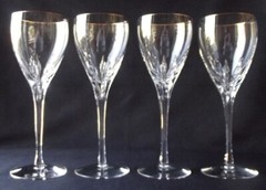 4 EXQUISITE LENOX ‘FIRELIGHT GOLD’ RIM WINE GLASSES 7-7/8″