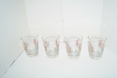 VINTAGE DRINKING GLASSES MACON CHERRY BLOSSOM FESTIVAL FLOWERS LOT OF 4 EUC
