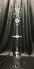 Set Of 2 Clear Glass Wine Goblets With Blue Glass Spiral/Twisted Stem