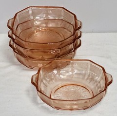 4 Anchor Hocking PRINCESS PINK 5″ CEREAL BOWLS